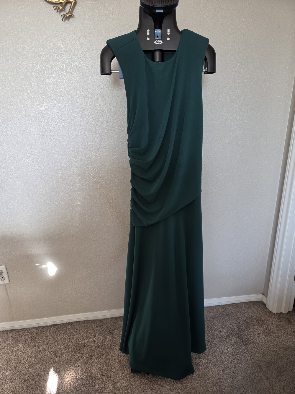 Sleeveless Draped Maxi Dress in Deep Green